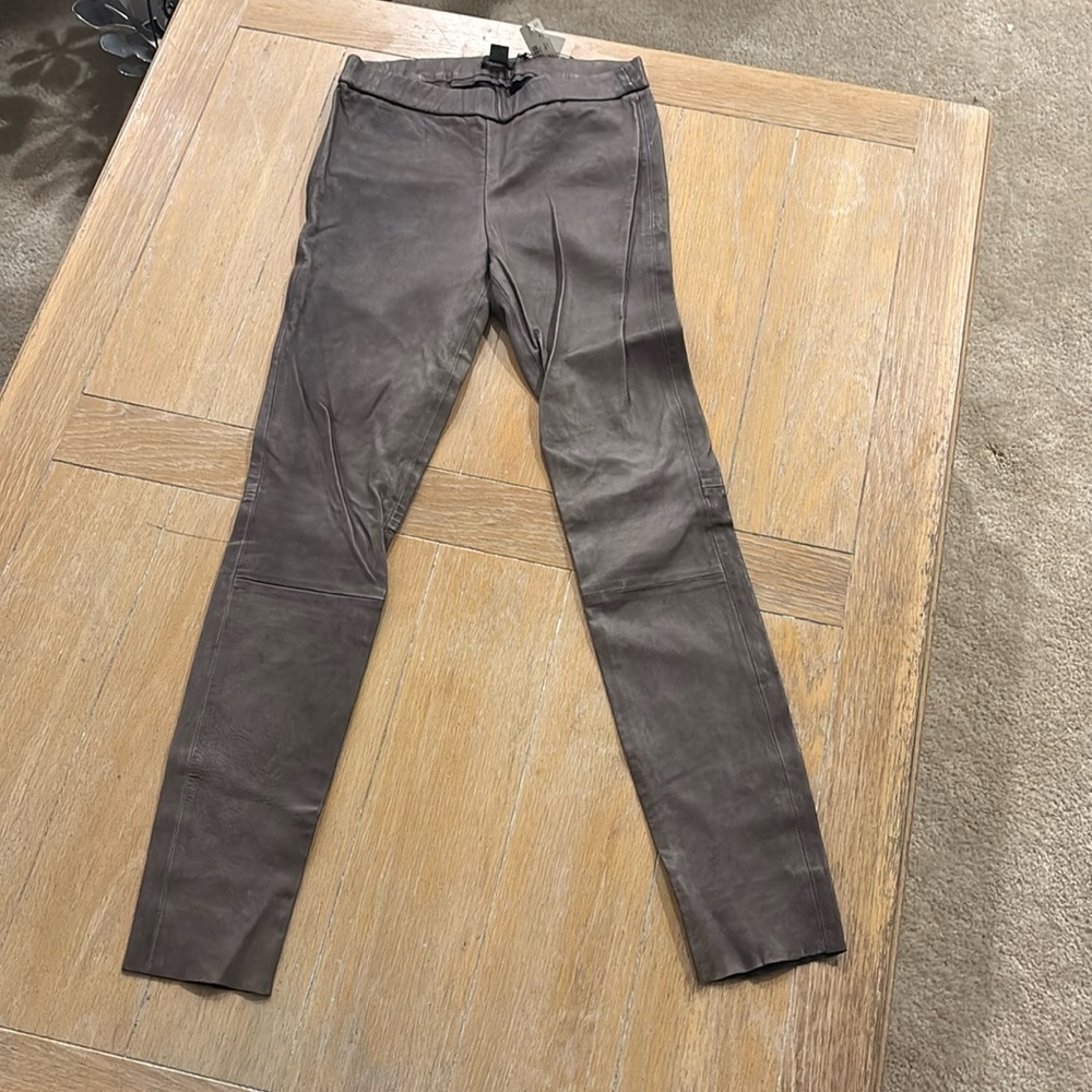 j.crew leather light brown pants - brand new with tags